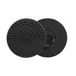 Gleva Portable Washing Tool Cosmetic Brush Cleaner Hand Washing Silicone Makeup Cleaning Brush Scrubber Mat with Suction Cup (Black Round)