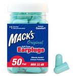 Mack's Original Soft Foam Earplugs, 50 Pair - 32dB Highest NRR, Comfortable Ear Plugs for Sleeping, Snoring, Work, Travel and Loud Events