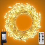 20Ft 200 LEDs Fairy Lights Plug in with Remote and Timer, 8 Modes Twinkle Cluster String Lights, Dimmable Silver Wire Firecracker Lights, Starry Firefly Lights for DIY Wedding Christmas Decorations