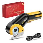 TaskStar Cordless Electric Scissors,4V Electric Box Cutter w/Safety Lock,Storage Bag,&Charger,2000 mAh Rotary Cutter for Crafts, Sewing, Cardboard, Carpet, & Scrapbooking