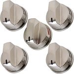 EBZ37189611(4 pcs) EBZ37189609 (1 pcs) Stove Control Knobs Compatible with LG Gas Range,LRG30355ST LRG30357ST LRG30855ST Gas Stove Replacement Knob Fit LG, D-Shaped Shaft Stainless Steel 5 Pack