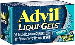 Advil Liqui-Gels Pain Reliever and Fever Reducer, Pain Medicine for Adults with Ibuprofen 200mg for Headache, Backache, Menstrual Pain and Joint Pain Relief - 80 Liquid Filled Capsules(Pack of 1)