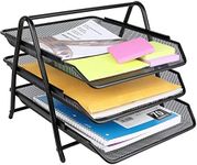 Greenco Letter Tray Desk Organizer, 3-Tier Mesh Paper Tray, Document, Letter, Office Paper Organizer, Black