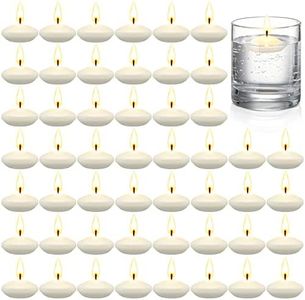 50 Pieces 1.5 Inch Unscented Valentine's Day Floating Candles for Centerpieces Floating Candles for Wedding Party Pool Spa Valentine's Day Bathtub Dinner (White)