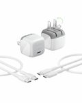 Belkin USB C Charger Block 20W, Fast Charging Block, Type C Wall Charger, USB C Cable Included Compatible with Apple iPhone 17/16/15, Galaxy S25, Google Pixel 10, iPad, AirPods, etc - White (2 Pack)