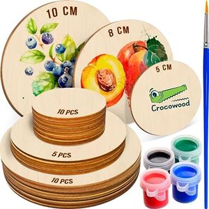 25 PCs Unfinished Wooden Circles for Craft Large Set - Blank Wood Circles 10cm 8cm 5cm - Wooden Rounds Cutouts for Crafts, Pyrography & Christmas Decorations