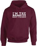 Hippowarehouse I'm The Brunette Best Friend Unisex Hoodie Hooded top (Specific Size Guide in Description) Maroon