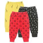 CLAP Baby Warm Printed Winter Pants Kids Fleece Pajamas Lower Set of 3 (3-4 Years, Red Olive Yellow)