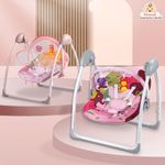 INFANTSO Automatic Baby Swing with Hanging Toys and Remote Control for Newborn Baby (Pink)