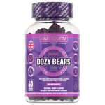 DOZYBEARS® 60 Vegan Gummy Bears. Mixed Berry Flavour with 5-HTP, L-Tryptophan + Vitamins C, B2, B3, B5, B6 B12 with Chamomile and Lemon Balm to Support Rest & Sleep. Adults & Kids 12+ Years