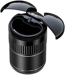Car Smart Ashtray Automatic Opening Closing Infrared Sensor USB Rechargeable Smokeless Light-Sensitive Mirror Ashtray With Cover,Swipe to Open Ash Tray (Black)