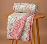 BSB HOME 100% Cotton Reversible Dohar Single Bed Size | AC Blanket Lightweight Summer Comforter | Soft Breathable Bed Blanket (152 x 225 cm) (Peach Blossom Breeze)