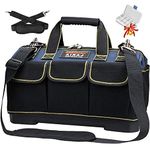 AIRAJ Tool Bag Organiser Hard Bottom 42 * 23 * 29cm/ 16-Inch,Water Proof Large Bag with ABS Molded Base,Electrician Adjustable Shoulder Strap,Professional Wide Mouth Tool Bag