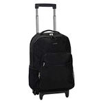 Rockland Double Handle Rolling Backpack, Black, 17-inch