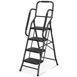 SPIEEK 4 Step Ladder with Handrails Folding Step Stool, Non-Slip Wide Pedal Step Stools for Adults Home Kitchen, Foldable Ladder Portable Stepladder 330lb Capacity