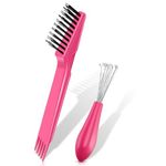 Mini Comb Cleaner Tool, 2 Pcs Hair Brush Cleaning Tools, Hair Brush Cleaner Comb for Removing Hair, Home and Salon Use (Pink)