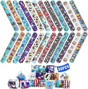 HEAWAA 30pcs Pulseras de Bofetadas para Niños, Banda de Pulsera de Juguete Slap Pulsera Regalo de Fiesta de Cumpleaños para Niños Niñas Fiestas de Cumpleaños Halloween