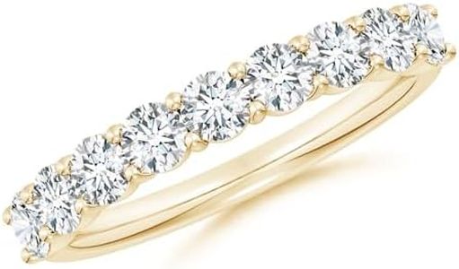 Angara Lab Grown Diamond Wedding Ring for Women | 1.23 ct Round Lab Diamond Half Eternity Ring in Yellow Gold | April Birthday, Anniversary, Gemstone Jewelry Gift | FGVS | 3.6mm | Ring Size- 7.5