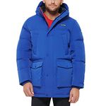 Tommy Hilfiger Men's Arctic Cloth Heavyweight Performance Parka Down Alternative Fur Lined Hood Outerwear Coat, Atlantis Blue, M