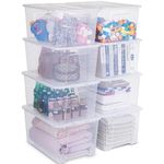 Citylife 54QT（61.3L）Stackable Storage Bins with White Tight Locking Lid Clear Storage Box Chest Large Bins Plastic Storage Containers for Organizing Clothes in Closet, 8-Packs