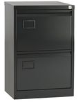 Office Hippo Bisley Filing Cabinet, Heavy Duty Contract Steel Cabinet With Anti-Tilt Mechanism. 2 Lockable Drawers For A4 & Foolscap Hanging Files. Ready Assembled 62.2D x 47W x 71H cm (Black)