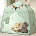 Little Dove Extra Large Toddler Bed Tent & Kids Play Tent with Flags & Star Lights, Portable & Foldable Teepee, Bed Canopy for Unisex Children, Indoor Outdoor Dome Tent Playhouse, 59x39x59 in, Green