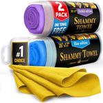 Premium 2pk +1 Free Shammy Cloth for Car Drying - (26"x17") - Super Absorbent Chamois Towel for Car - Reusable & Scratch-Free Shammy Towel for Cars - Soft Car Drying Towels