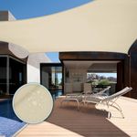 TANG Sun Shades Depot 8' x 12' Rectanlge Waterproof Knitted Shade Sail Curved Edge Beige 260 GSM UV Block Shade Fabric Pergola Carport Canopy Replacement Awning Customize Available