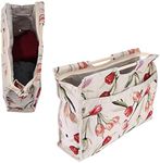 Knitting Tote Bag, Exquisite Practical Wood Handle Woven Fabric Storage Bag Water-Resistant, Large Capacity, for Knitting Needles Sewing Tools(Rose)