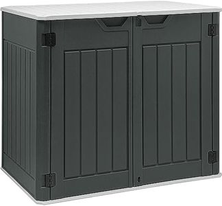 YITAHOME Outdoor Horizontal Storage Sheds w/o Shelf, Weather Resistant Resin Tool Shed, Multi-Open Door for Storage of Bikes, Trash Cans, Garden Tools, 39 cu ft, Waterproof, Lockable, Dark Gray