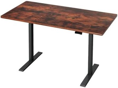 Artiss Electric Laptop Standing Desk Height Adjustable Sit Stand Desks 140cm X 70cm Desktop Table Office Study Computer Workstation (Brown Top + Black Frame) Dual Motor Whole Piece Monitor Riser