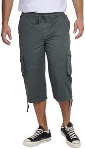 X RAY Men's%100 Cotton 18" Inseam Elastic Waistband Long Cargo Shorts, Below Knee Length (3/4) Men Cargo Short Pants | X Grey
