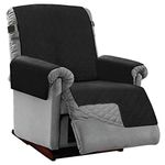 SOFA SHIELD Original Patent Pending Reversible Large Recliner Protector, Seat Width up to 28 Inch, Furniture Slipcover, 2 Inch Strap, Reclining Chair Slip Cover Throw for Pets, Recliner, Black Gray