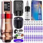 Mast Mini Tattoo Kit, Cordless/Cord Complete Tattoo Gun Machine Kit, 2 Batteries with Rca Part, 3.6mm Stroke Length, Beginner Friendly