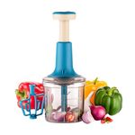 Happy Hawk Manual Hand Chopper for Kitchen | Vegetable & Onion Cutter with Easy Pull String | Compact Food Processor with 6 Steel Blades, Mixing & Blending, 1000ml Capacity (Multicolor)