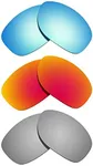 Littlebird4 3 Pairs Polarized Replacement Lenses for Oakley Pit Bull- Multiple Options (Titanium-Orange-Ice Blue)