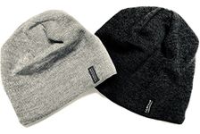 Cascade Mountain Tech Merino Wool Beanie Hat Two Pack Dark Grey and Light Grey for Men,Women, and Kids