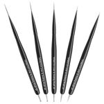 Tipsketch Nail Art Liner Brushes 5Pcs Dotting Pen Tools Nail Art Brushes Thin Liner Set(4/8/12/15/20 mm) for Long Lines, Thin Details Gel Polish Nail Paintings Double-End Nail Art Tools