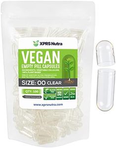 XPRS Nutra Size 00 Empty Capsules - 100 Count Clear Empty Vegan Capsules - Vegetarian Empty Pill Capsules - DIY Vegetable Capsule Filling - Veggie Pill Capsules Empty Caps