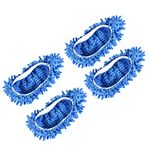 sourcing map Washable Cleaning Shoes Cover Multifunction Chenille Duster Mop Slippers Foot Socks for House Floor, Pack of 4 Blue