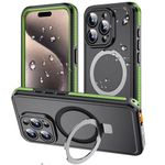 Ultra Magnetic for iPhone 15 Pro Max Waterproof Case with Sturdy Stand, Built-in Screen & Lens Protector [IP68 Underwater][ Military Dropproof] Compatible with MagSafe Kickstand Case-Fruit Green