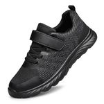 Raoendis Boys Girls Sneakers Kids Trainers Unisex Breathable Fitness Running Tennis Lightweight Shoes Black Big Kid Size 1