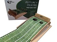 Tour Pro Golf Putting Mat Wooden Crystal Velvet Material Training Aid Perfect to Practice Putting Hole More Putts a Great Golf Gift (Green)