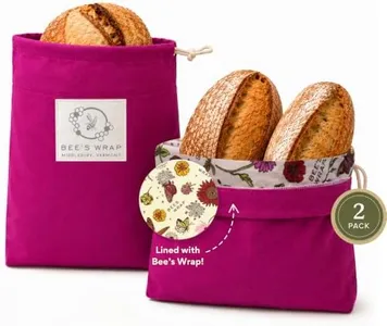 Bee's Wrap Beeswax Bread Bags, 2 Pack - Meadow Magic | Beeswax Lined - Breathable Bread Storage - Plastic Free - Reusable - Keeps Homemade Bread Fresher Longer