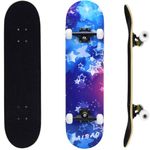 ERNAN Skateboards,Skateboards for Beginners, 31" x 8" 7 Layer Canadian Maple Double Kick Concave Deck, Complete Skateboard for Boys Girls Teens Adults Beginner (Star)