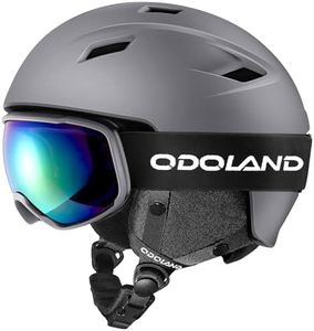 Odoland Ski Helmet and Goggles Set, Snowboard Helmet Glasses for Men, Women & Youth - Shockproof/Windproof Gear for Skiing, Snowboarding,Graphite Gray,L