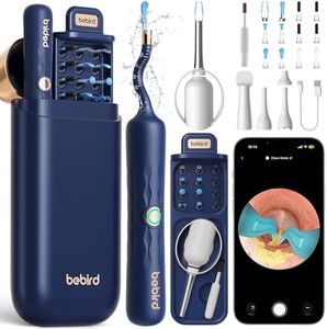 Bebird Earsight Plus Ear Wax Removal Tool Camera, Ear Cleaner with Flexible Wireless Ear Camera Otoscope, Painless Visual Ear Pick Tweezers Wax Remover, Portable Ear Cleaning Kit for Adults/Kids, Blue