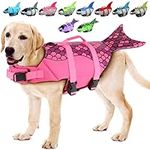 EMUST Large Dog Life Jacket, Dog Mermaid Life Vests for Swimming, Adjustable Dog Flotation Vest Swimsuits with Lift Handle for Small, Medium, Large Dogs, XL