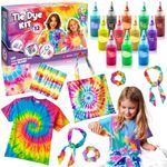 G.C Tie Dye Kit Kids & Adults,Tie Dye Craft Kits with White T Shirt Canvas Bag Kerchief 12 Colors Tie Dye Powder, Creative Arts and Crafts Tie-Dye Kits Gifts Groups Activity for Girls Boys