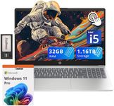 HP 15.6" HD Touchscreen Laptop, Intel i5-1235U, 32GB RAM, 1.16TB Storage(1TB SSD+160GB Docking Station Set), Intel Iris Xe Graphics, HD Webcam, Num Pad, Wi-Fi 6E, Silver, Win 11 Pro